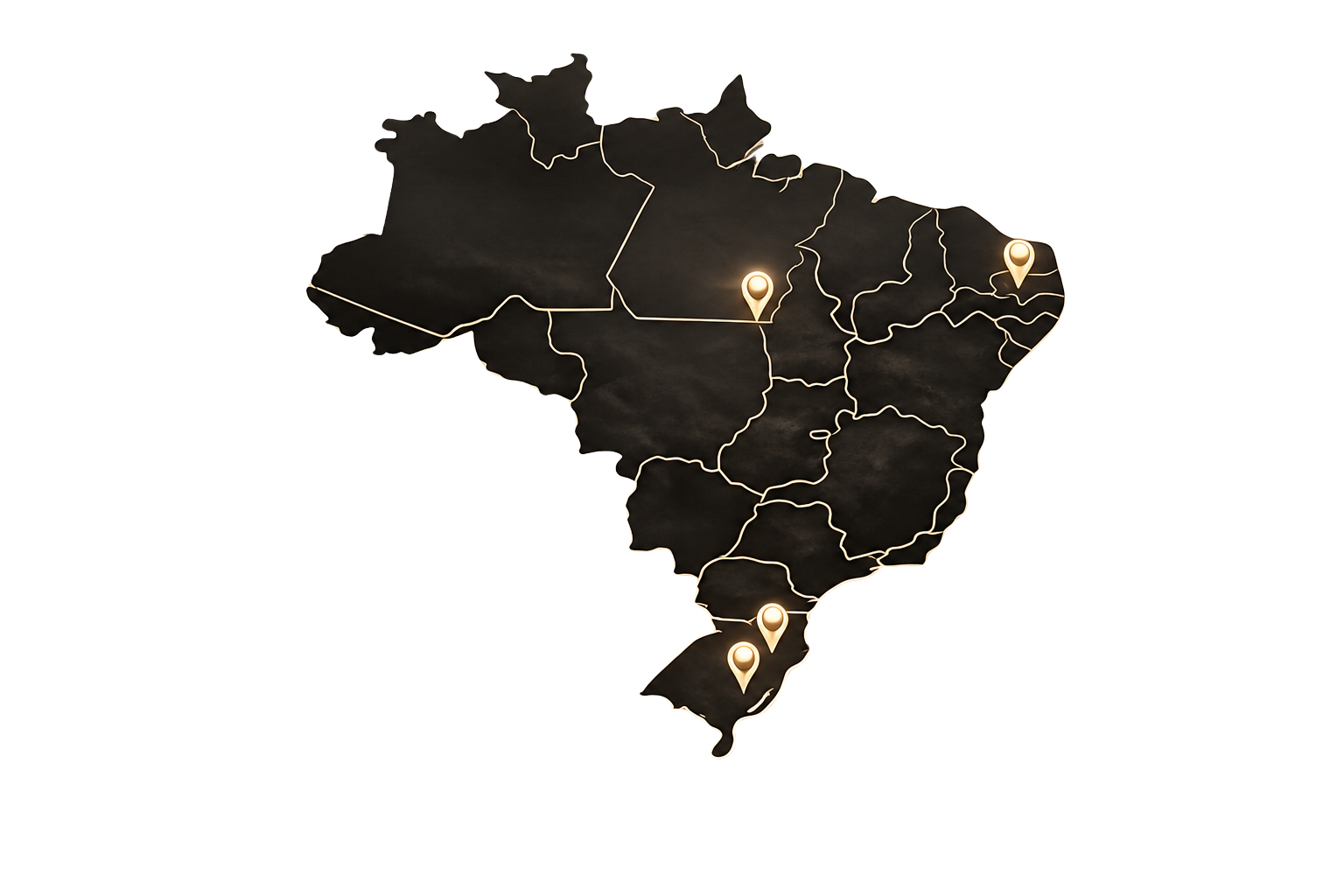 Mapa com as unidades da White Clinic no Brasil